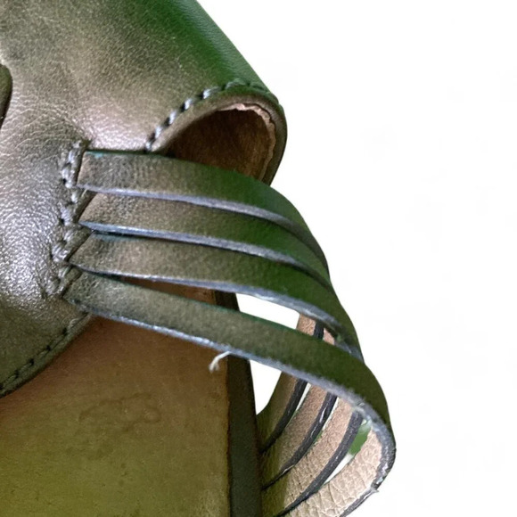 Frye Carlie Huarache Platform Sandals, Size 9.5, Leather Taupe-Brown Ankle Strap - Picture 9 of 9